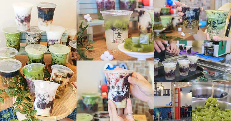 新竹城隍廟美食「薏人界 • 甜品」薏仁湯、蓮子水每日手工熬煮真材實料，紫米牛奶、銀耳甜湯、仙草還有現刷的抹茶濃香又飽足