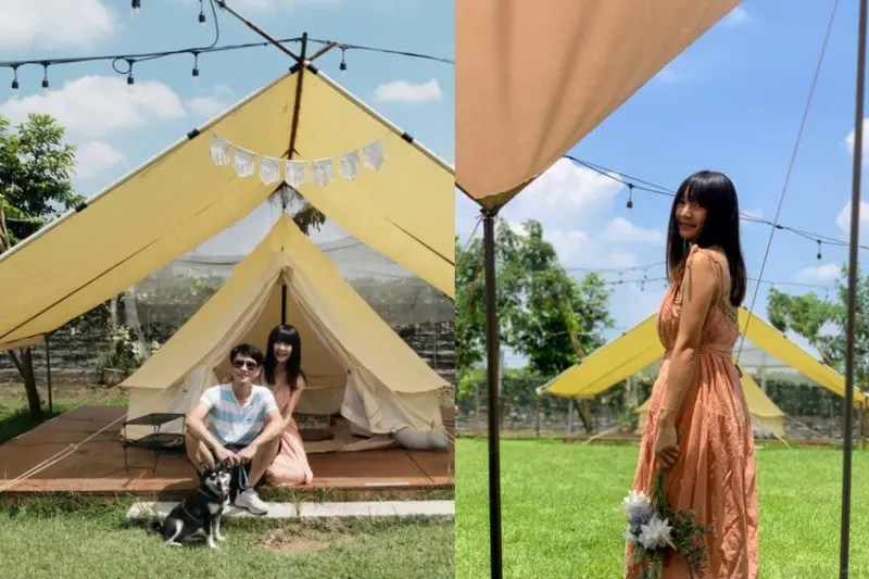 嘉義帳篷野餐「Picgather 吾友野事」環境超美的寵物友善餐廳，大草坪、白色貨櫃