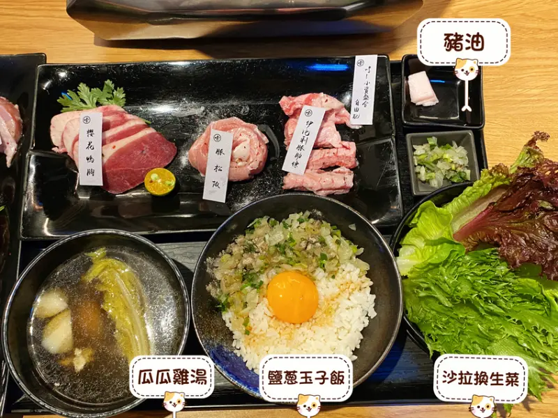 【台中 燒肉】哼!燒肉-朝富店再訪，最愛小資自由配：任選六種肉肉！主食、沙拉還能換生菜~燒肉自由啦！爽！！