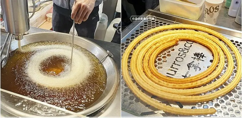 旱溪夜市人氣甜點非他莫屬！！現炸巨大吉拿棒，14種口味任你挑選，就連食尚玩家都來報導！！