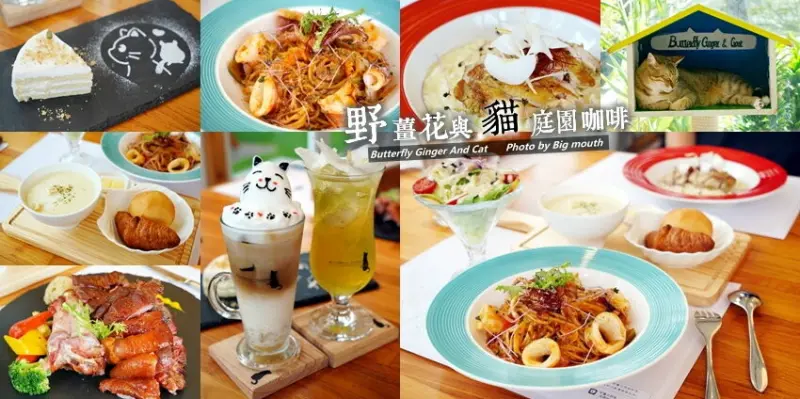【龍潭美食】野薑花與貓庭園餐廳．野薑花料理、貓咪、立體拉花超療癒!