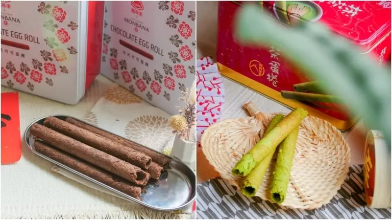 新年伴手禮推薦 喜年來蛋捲禮盒 ▏MONBANA法式可可蛋捲、靜岡抹茶蛋捲禮盒 好吃有面子就靠它。2022虎年限定禮盒/過年禮盒推薦