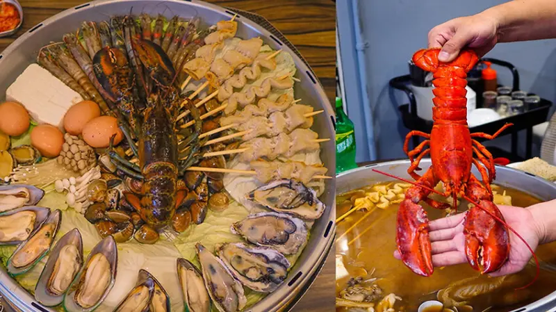 韓蚌蚌海鮮研究院   輔大人口袋名單  巨無霸龍蝦   肥豬蝦 草蝦  鮑魚 生蠔  還原韓國大鐵鍋的豪邁 實現海鮮自由