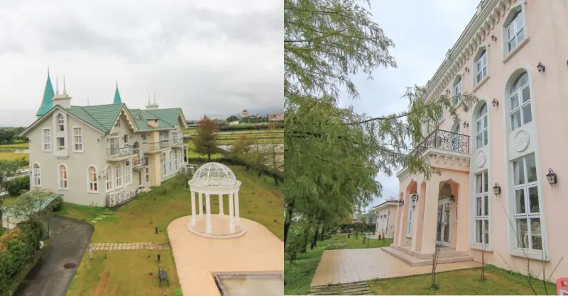 我出國了嗎？超浪漫粉嫩城堡就像進入童話世界..美麗的米白尖塔城堡和粉紅城堡一次收集~浪漫落羽松+證婚亭，一起來噴發少女心吧＊ 希格瑪花園城堡~