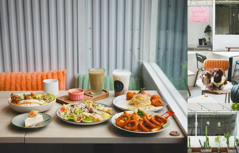 【大里區/美食】白色玻璃貨櫃屋 X 超級CHILL寵物友善庭院空間就在-食久茶事 （廠商邀約）