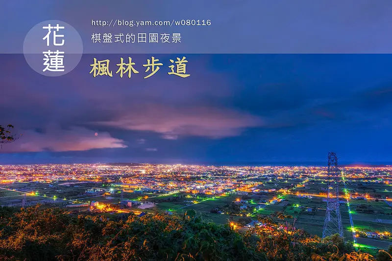 【花蓮】。哪裡可以欣賞花蓮夜景呢? [自己的小小世界]推荐的和都市不一樣的棋盤式田園夜景【楓林步道】