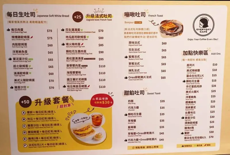 【台北早午餐】『EVERYDAY CAFE 六張犁店』近六張