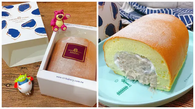 【台北蛋糕】全統西點麵包，芋頭生乳捲內餡爆多，吃得到芋頭顆粒，長輩也喜歡吃!