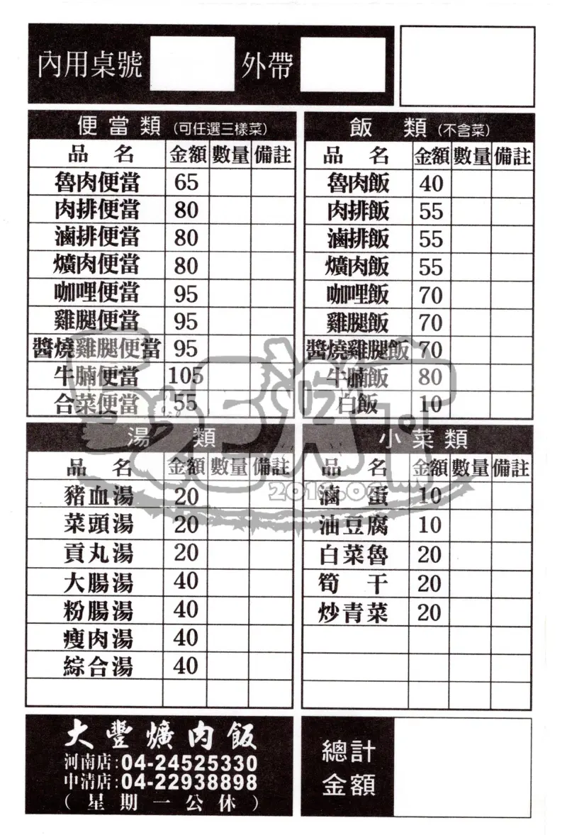 【台中好吃便當推薦】大豐爌肉飯價位，菜單大公開!全國比賽亞軍的傳說爌肉!台中西屯區逢甲美食小吃旅遊景點推薦