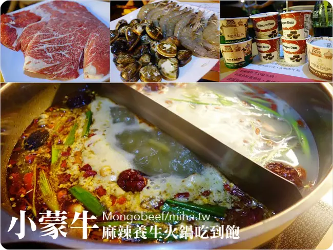 台北 ▌小蒙牛麻辣養生火鍋吃到飽:肉質海鮮超棒還可以吃到整杯卡比索和哈根達斯