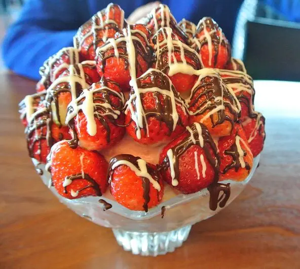 【食、遊記】oO。。苗栗　巧克力雲莊　想了一世紀才又吃到的移山倒海草冰，簡直是把整座的草莓園搬來眼前，快來看看有多澎湃～o○。