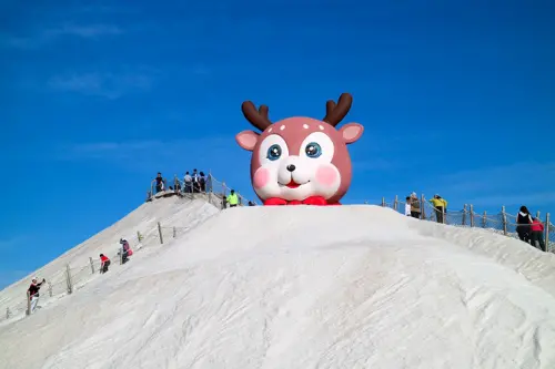【台南親子旅遊】七股鹽山 遇見幸福萌鹿 鹽沙奇幻樂園 沙雕時光列車 可愛到心都融化了