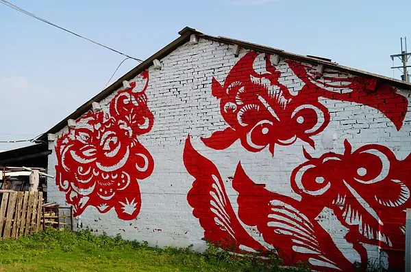 雲林虎尾→虎尾彩虹村。天天都過年的喜慶剪紙彩繪村