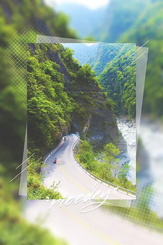 綠水步道。綠水地質景觀展示館。太魯閣國家公園。花蓮景點。 哎呀！就這樣不小心的走在中橫公路上頭