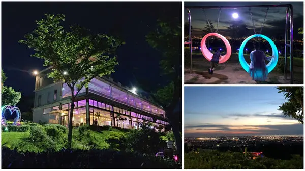 圓圓家愛吃貨-<桃園蘆竹>海灣星空咖啡館，百萬夜景來臨前的美麗夕陽，海平線延伸的海灣美景，網美最愛景觀餐廳