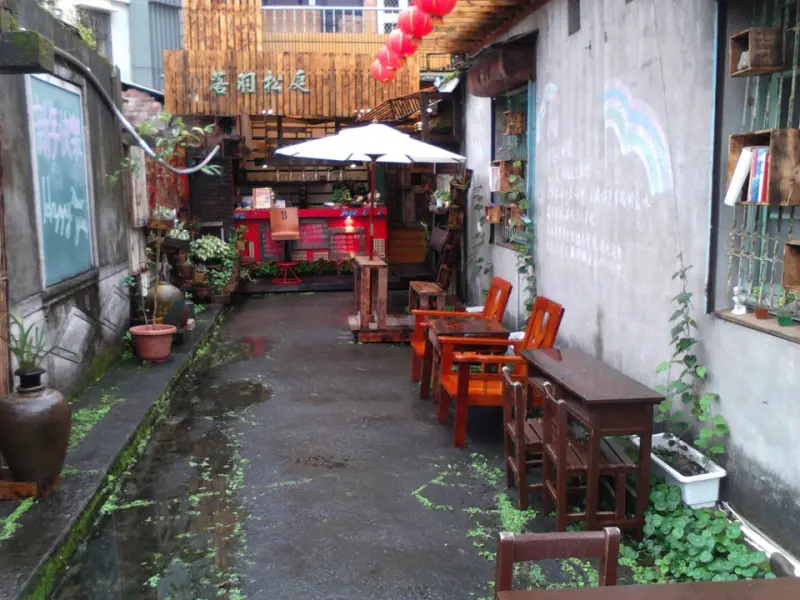 宜蘭陳氏鑑湖堂旁氣氛小店-落羽松庭