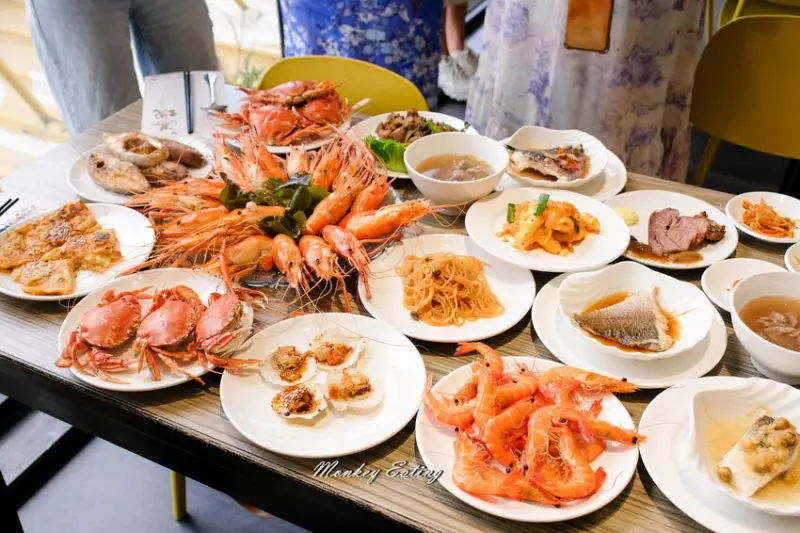 台中潮港城太陽百匯│台中吃到飽始祖！免千元高CP值buffet，破百道料理、超狂海鮮直送任你吃。台中聚餐推薦。四人同行送巨無霸檸檬泰國蝦 - 貪吃猴的幻想