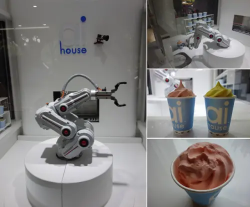 來喔~到台北晶華欣欣商圈ai house看機器人跳舞、做冰淇淋