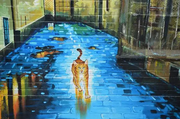 超萌的3D彩繪貓村~~虎尾頂溪社區「屋頂上的貓」