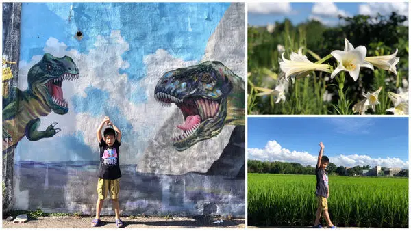 圓圓家出去玩-<桃園蘆竹>坑口彩繪村，寧靜的小村莊，農村風情加上可愛彩繪，還有大大飛機飛過~超好拍的地方!