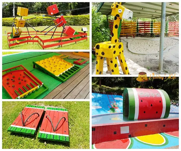 【新竹旅遊】北埔-沙坑戲水池親子餐廳《西瓜莊園》西瓜造景兒童遊樂園地