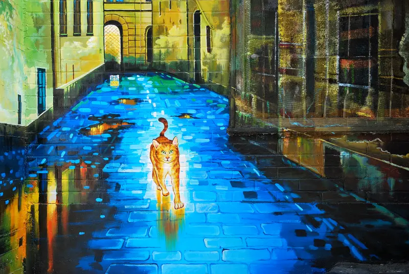 躲貓貓 ! 與屋頂上的貓 * 雲林虎尾 . 頂溪社區貓彩繪