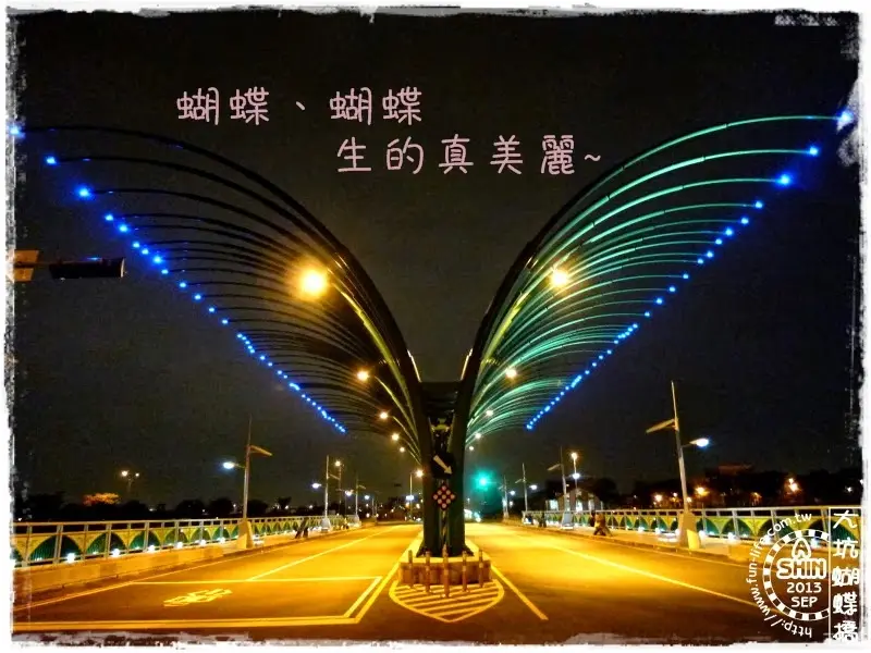 台中大坑蝴蝶橋/清新橋～夜晚空中的蝴蝶華麗飛舞