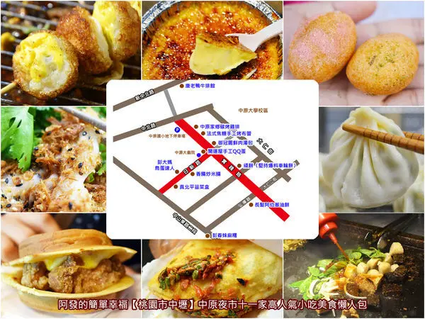 ﹝桃園市中壢食記﹞中原夜市十一家高人氣小吃美食懶人包(2019)　／中原夜市美食地圖／中原夜市必吃美食／中壢超人氣銅板美食