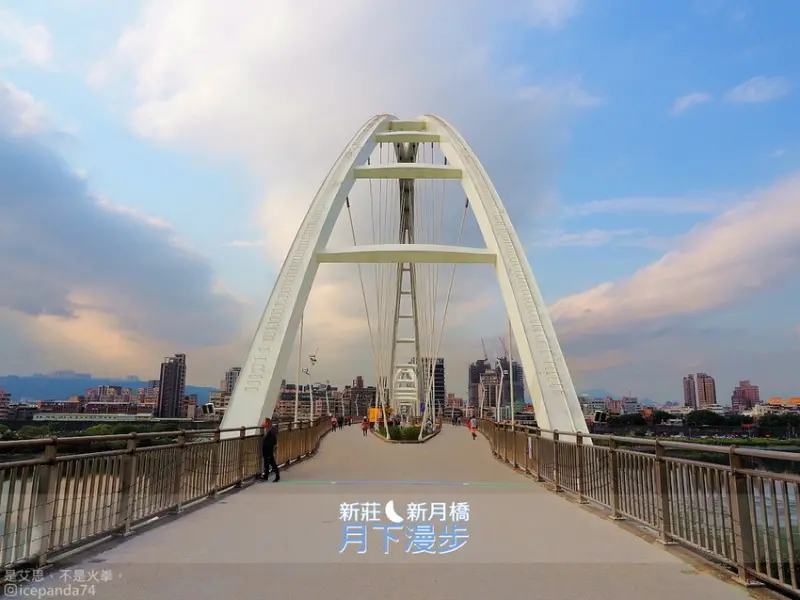 新莊景點：月下漫步新月橋之花都開好了。