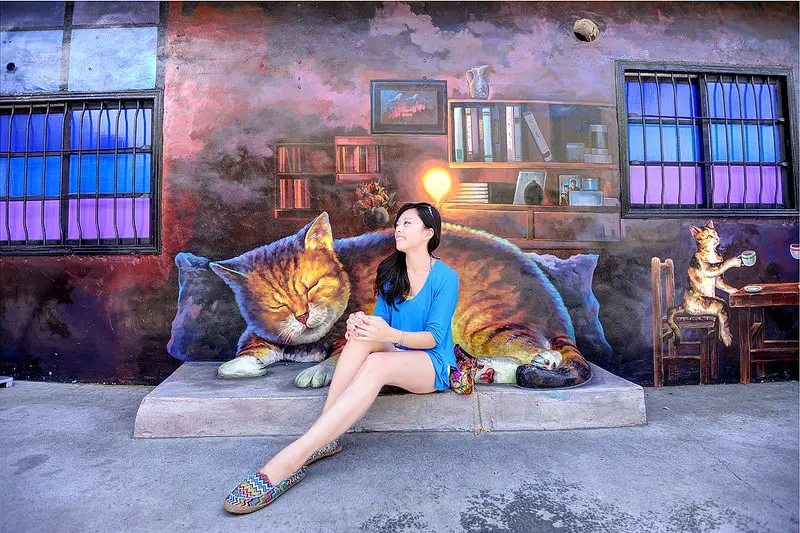 雲林虎尾-頂溪社區【屋頂上的貓】貓咪彩繪村-從繪本跳出的貓，喵～!