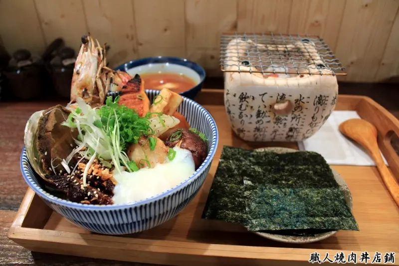 【台北】職人燒肉丼店鋪--澎湃的天皇海陸大雙拼，干貝明蝦好好吃~