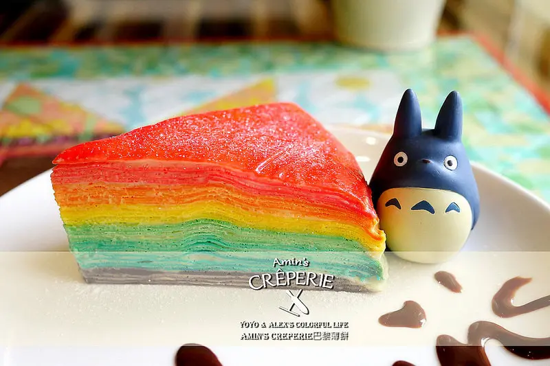 【台北】Amins Creperie 巴黎薄餅 ~ 超吸睛少女心大爆發彩虹千層蛋糕 繽紛色彩讓人心情都飛揚起來啦!!! / 捷運芝山站 / 法式薄餅