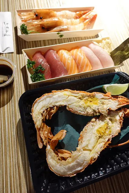 (胖樺食記)台北市濱江街漁市「上引水產」/外帶高檔海鮮外頭吃/龍蝦生蠔牡丹蝦松葉蟹/健康便當/觀光在地都愛