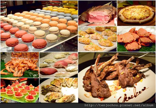 花花，甲飽沒【台北食記】buffet吃到飽 馬卡龍、生魚片、牛排、螃蟹無限供應 台北凱撒大飯店Checkers 中正區台北車站