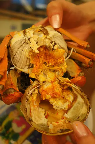 季節限定的箱香蟹海膽義大利麵加六兩大閘蟹趴