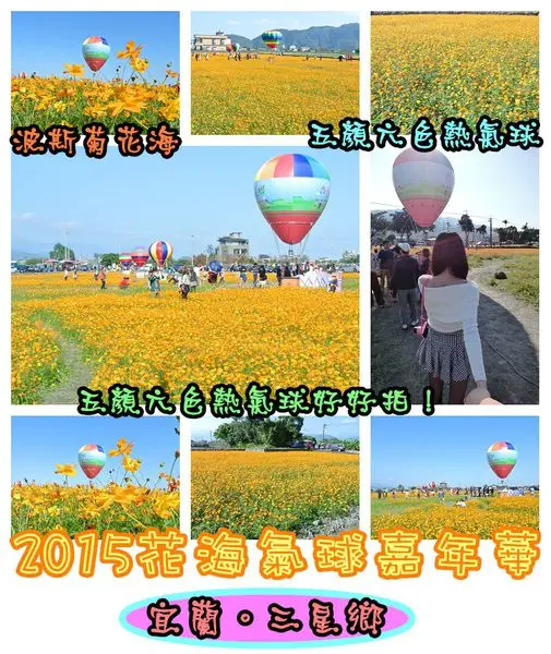 【遊記】oO。宜蘭 三星鄉*２０１５三星鄉花海氣球嘉年華*   超美花海和五顏六色的熱氣球，看了心情好好～。o○。        
      