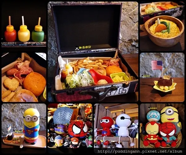 [食記]台北松江南京站 TankQ Cafe & Bar 可愛招牌手提箱早午餐 創意工具箱美式漢堡 濃濃工業風餐廳 超級英雄環繞 小小兵/玩具總動員/怪獸電力公司杯子 超獨特澆花筒飲料杯