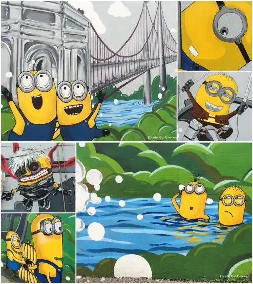 【桃園】大溪區 小小兵彩繪牆 萌翻天