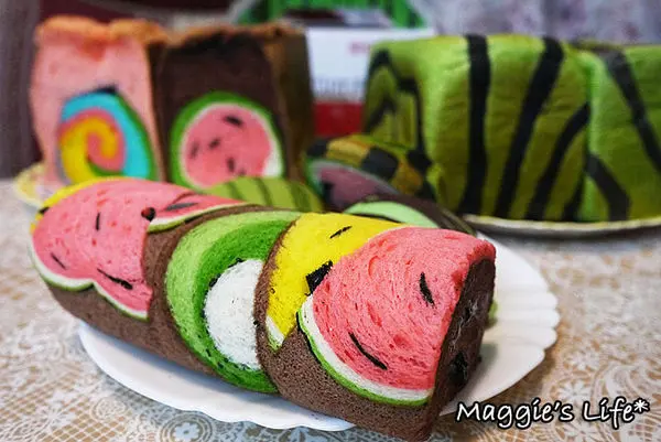 宜蘭礁溪美食【幾米烘焙手創坊】哇！西瓜家族大集合◆創意新產品～童趣巧克力蛋糕西瓜吐司、草莓蛋糕彩虹吐司、西瓜禮盒        
      