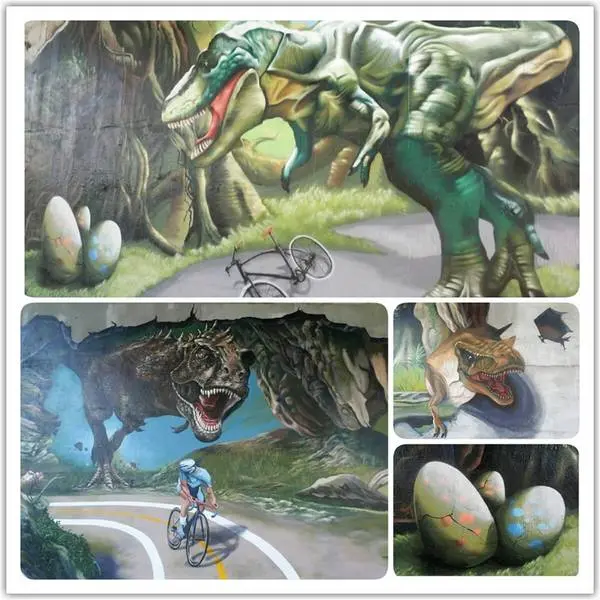 【新北市景點】橋下居然有恐龍出沒!!! 新北市華中橋3D互動式立體彩繪恐龍        
      