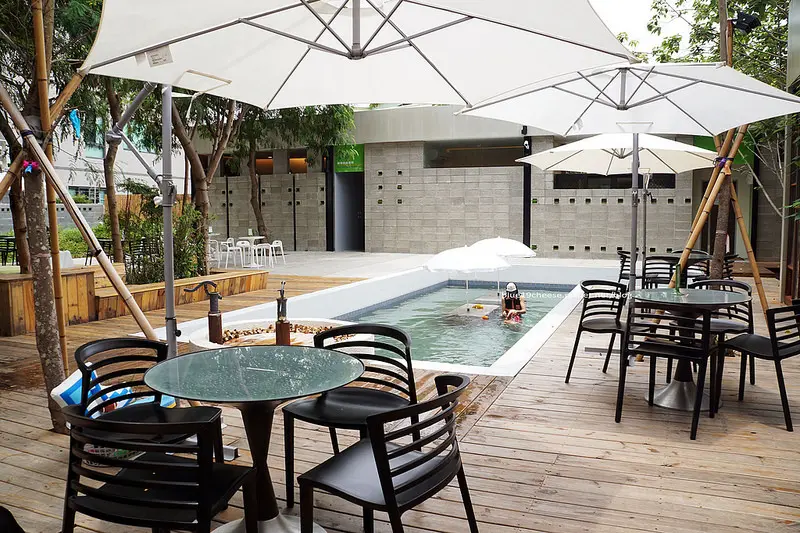 【台中南區】樂逗森林 Lovedogforest - 鳳凰原生樹綠蔭下的寵物餐廳.毛小孩的天堂樂園.店狗酷樂和YOYO .台中首創主人可陪伴的寵物戲水的專屬泳池.鬆餅炸物飲品.泳池露天咖啡.近中山醫學