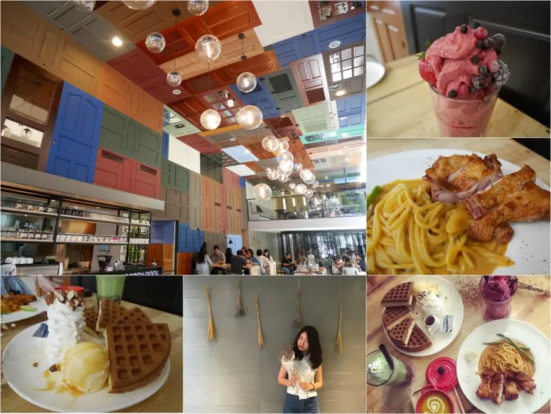 台中南屯早午餐推薦｜CP值高超有特色早午餐！「木門咖啡Wooden Door」挑高空間，滿滿彩色木門令人驚艷，餐點分量大又美味(台中早午餐推薦、免服務費)