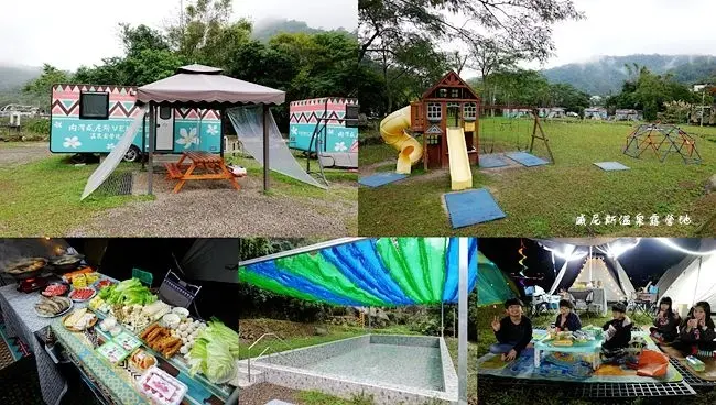 新竹內灣親子露營 ▶ 威尼斯溫泉露營地 ▶ 免裝備、免搭帳露營車、美式拖車 超大草皮、戲水池、兒童遊戲區 塔夫印地安帳 新手露營、懶人露營體驗!
