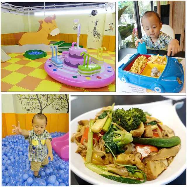 【台北松山區】☻卡樂親子蔬食餐廳☻電動木馬．決明子沙坑．娃娃區．溜滑梯．讓人耳目一新的素食親子餐廳