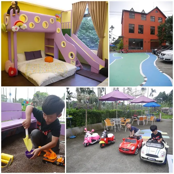 【南投民宿】橙林小徑親子民宿。紐柏林賽車道.戶外決明子沙坑.溜滑梯房型。寶貝好幸福 玩到不想CHECK-OUT