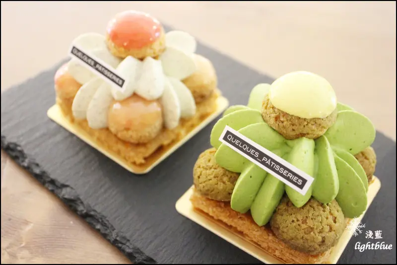 [ 信義安和站美食 ] 淺藍 × Quelques Pâtisseries 某某甜點～期間限定小山園抹茶柚子聖多諾黑、蜜桃梔子花烏龍聖多諾黑