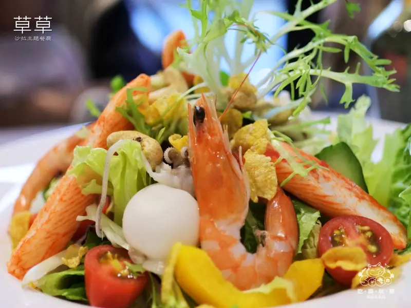 《美食推薦》【桃園】草草沙拉主題餐廳。桃園健康蔬食料理餐廳 特推地中海海鮮沙拉 培根雞肉沙拉 煙燻挪威鮭魚沙拉 豚骨高湯鍋 桃園必吃美食推薦(文末贈獎)