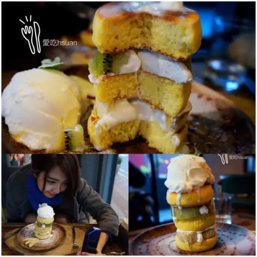 《板橋美食》層層疊起來的水果鬆餅搭配香草冰淇淋吃起來好幸福呀♥♥♥