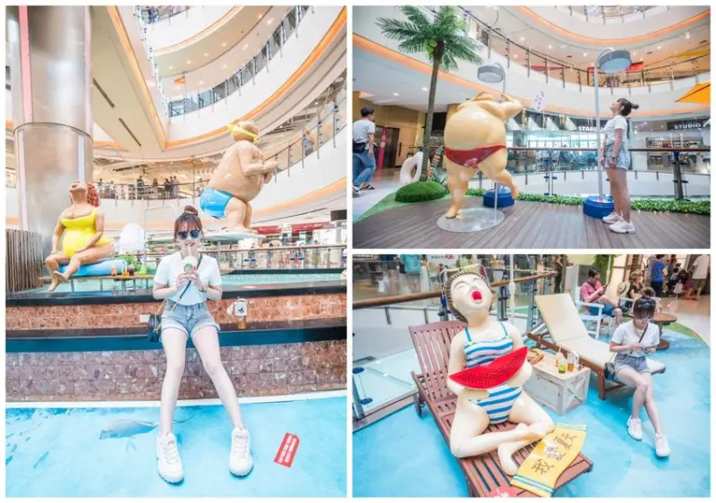 網美們快來這拍！大江購物中心渡假風裝置藝術超可愛，免費停車94爽！ - 大手牽小手。玩樂趣
