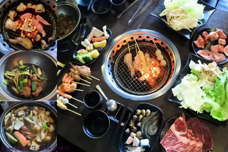 台南新營區【碳味亭】花雕雞鍋+串燒燒烤吃到飽.配料海鮮蔬菜汽水無限暢食.肉質美味多樣化 - Fresa芙芮莎♥秘食旅行
